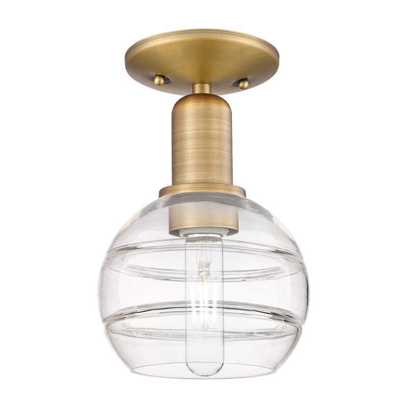 Innovations Lighting 716-1C-10-6 Rochester Semi-Flush Rochester 6" - Brushed Brass / Clear