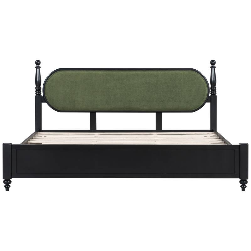 Christopher Knight Home - Alderwick Modern Upholstered Headboard Wood Low-Profile Platform Bed with Slatted Support