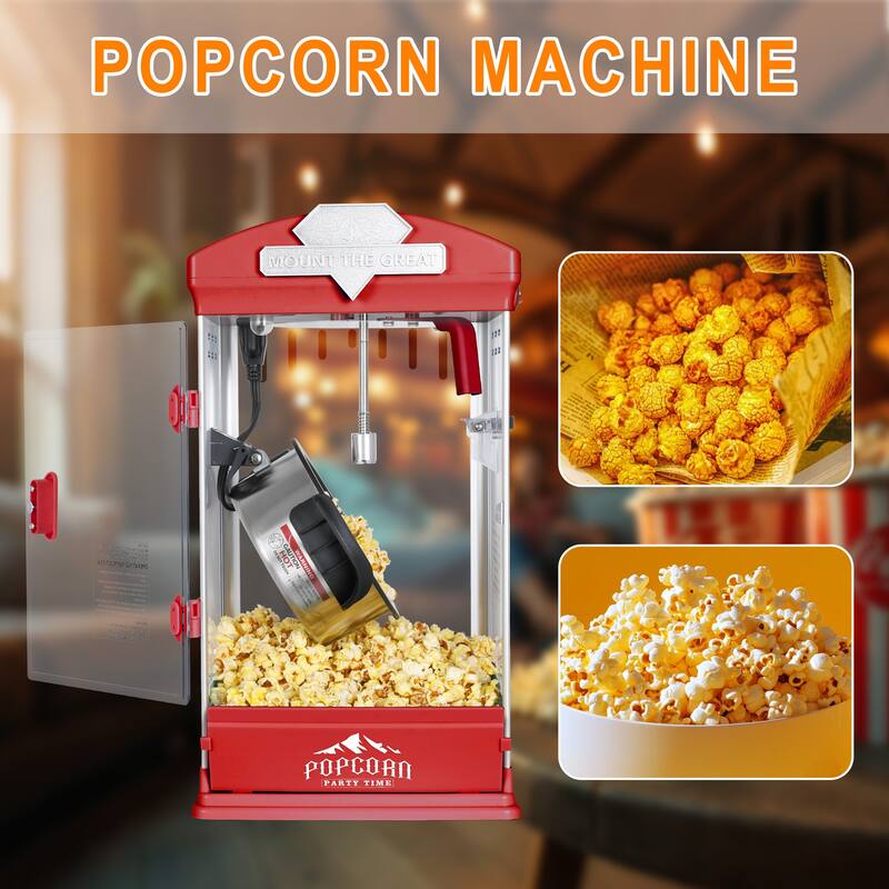 Portable Popcorn MAKER Machine, 8 Ounce Kettle Popcorn Maker , Warming Deck, Countertop Popcorn Popper