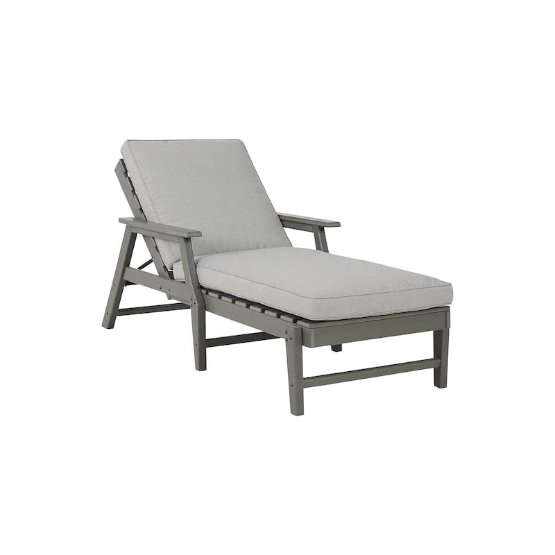 Signature Design by Ashley Visola Outdoor Poly All Weather Chaise Lounge with Cushion - 32.75" W x 78" D x 24.38" H