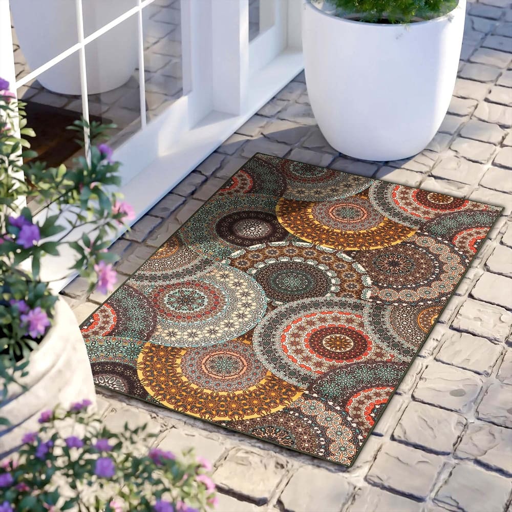 Superior Evaline Medallion Washable Non-Slip Indoor Outdoor Area Rug