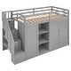 preview thumbnail 9 of 34, Functional Loft Bed with 3 Shelves, 2 Wardrobes and 2 Drawers, Gray
