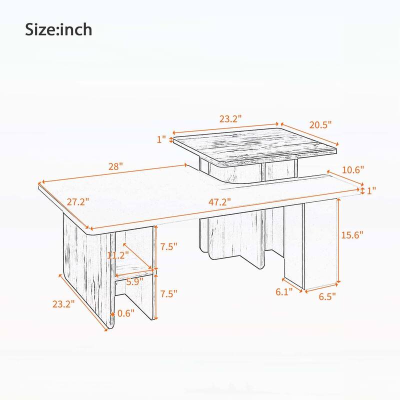 Versatile Set of 2 Nesting Rectangle Coffee Tables for Farmhouse Living Room