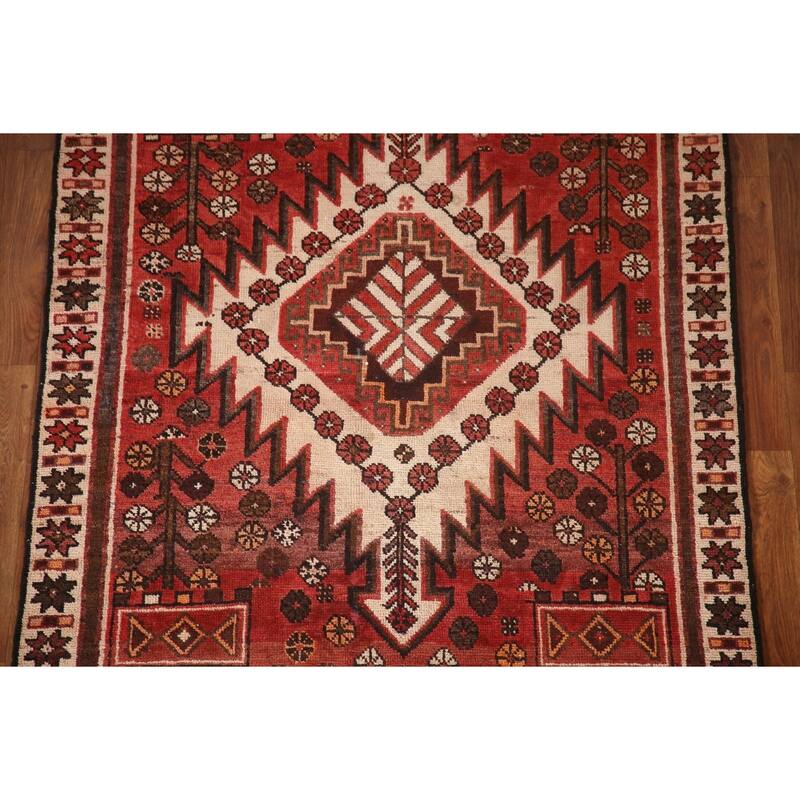 Tribal Qashqai Persian Vintage Area Rug Handmade Wool Carpet - 4'0"x 7'2"