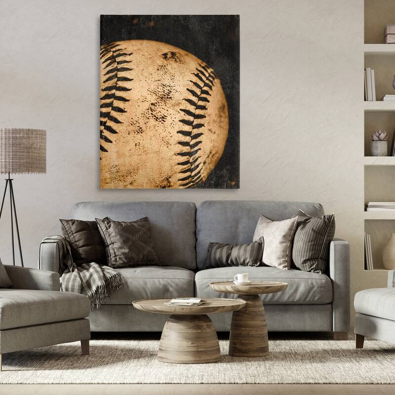 Stupell Vintage Baseball Close Up Canvas Wall Art Design By Kim Allen