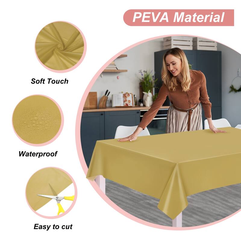 Disposable Table Cloth, 108 Inch x 54 Inch Table Runner, Gold Tone Pack of 28 - Gold Tone