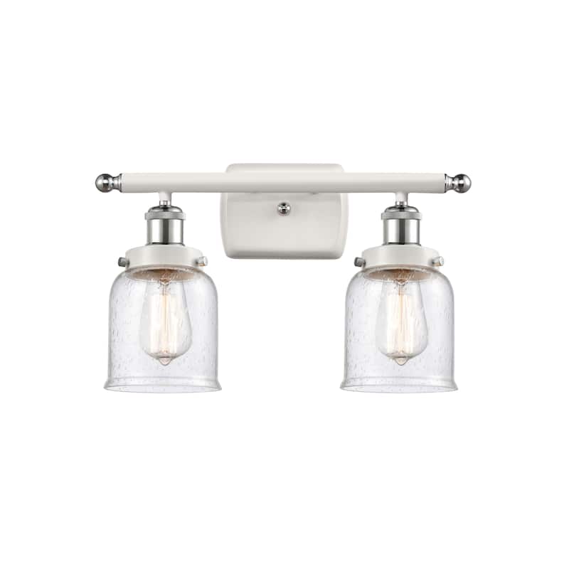 Innovations Lighting 916-2W-12-16 Bell Vanity Bell 2 Light 16" Wide - White and Polished Chrome / Seedy