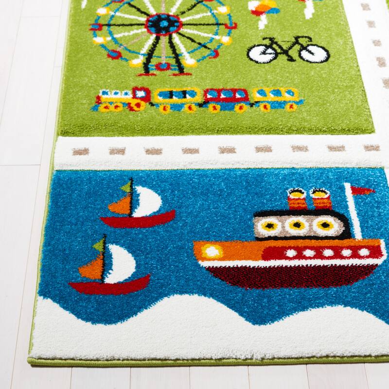 SAFAVIEH Carousel Kids Aliz Transitional Rug - 6'7" Square - Green/Beige