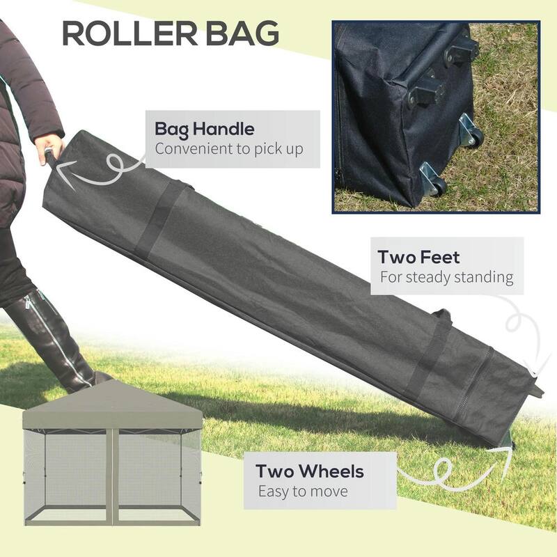 10'x10' Pop Up Canopy Tent, Adjustable Height,Wheeled Bag,Screen Room