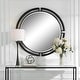 preview thumbnail 2 of 4, Quadrant Beveled Round Wall Mirror - 46" - Black
