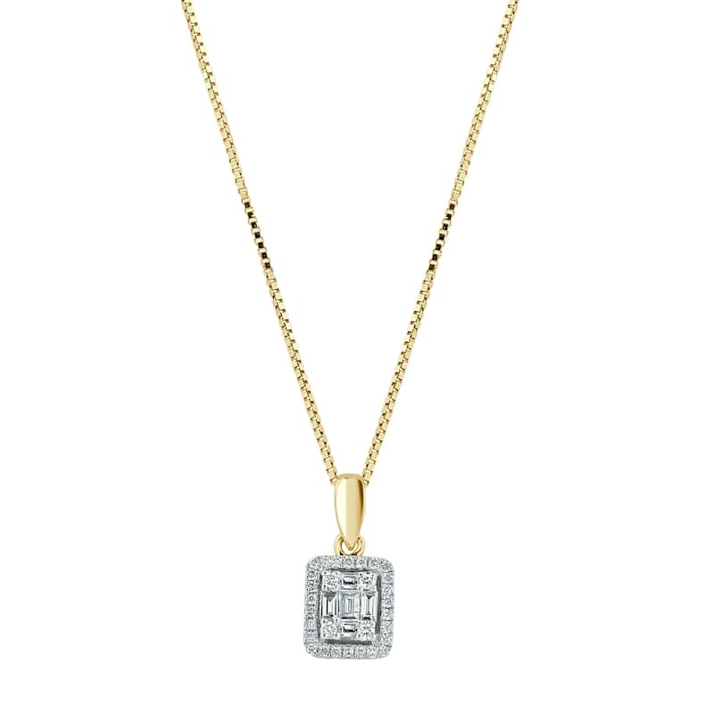 Auriya 1/3cttw Emerald Halo Diamond Necklace 14k Gold (H-I, I1-I2) - Yellow