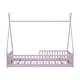 preview thumbnail 5 of 16, Twin Size Wood House Bed with Fence Floor Bed, Pink