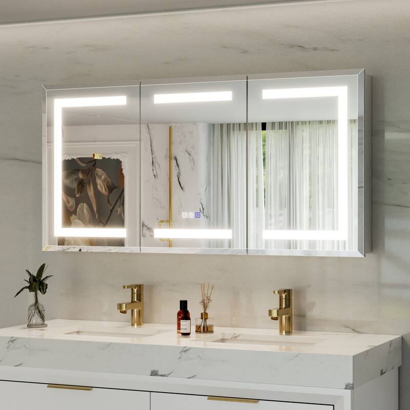 30-48'' W x 24'' H Surface or Recessed LED Bathroom Medicine Cabinet With Mirror,Defog & Quiet Hinges
