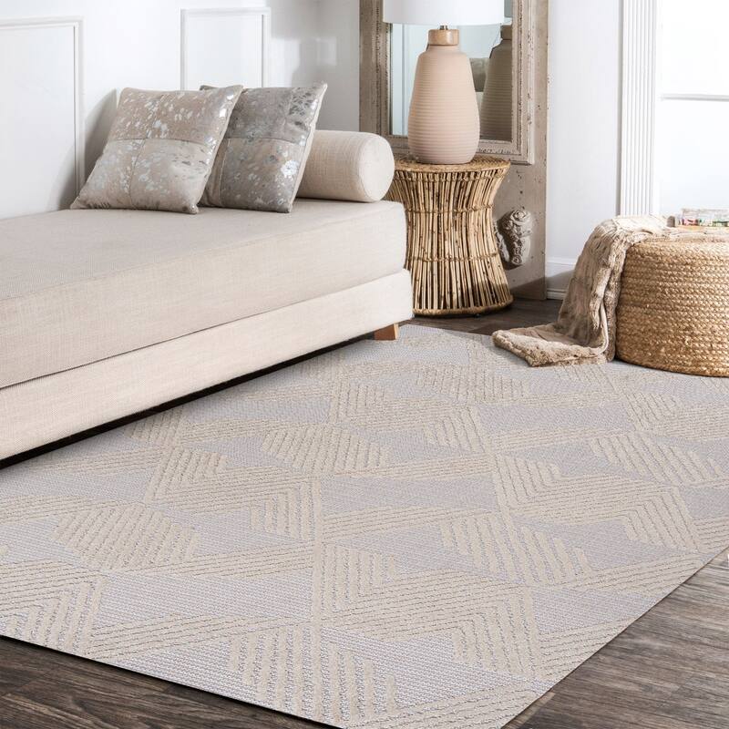 JONATHAN Y Sumak High-Low Pile Art Deco Geometric Indoor/Outdoor Area Rug