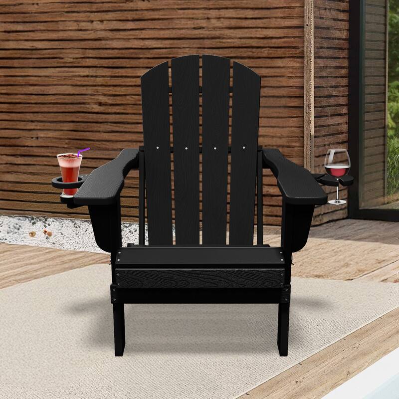 Foldable HDPE Adirondack Chair with Dual Cup Holders