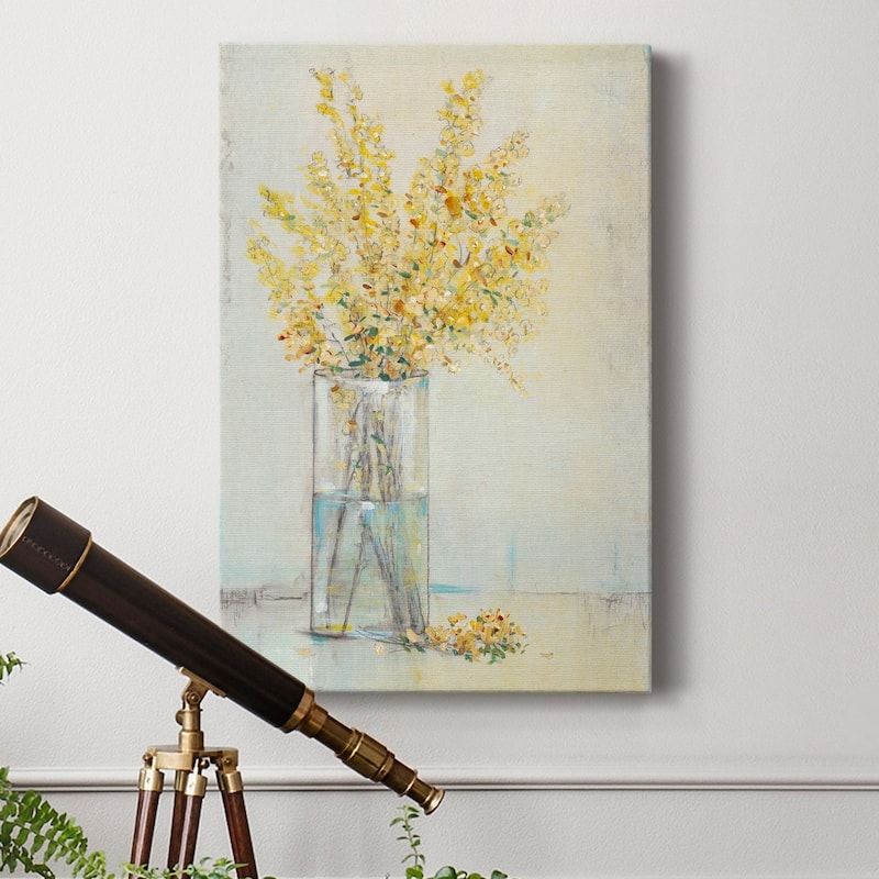 Yellow Spray in Vase II Premium Gallery Wrapped Canvas - Ready to Hang