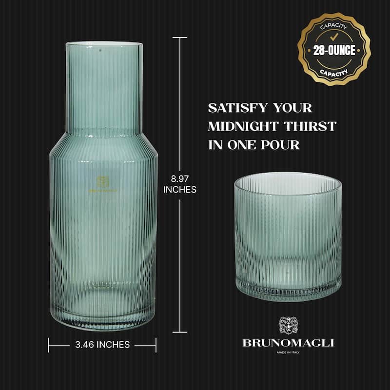 Bruno Magli Ribbed Carafe with Tumbler Lid - 28 oz