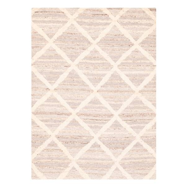 slide 2 of 9, ECARPETGALLERY Hand-knotted Tangier Grey Wool Rug - 5'4 x 7'4