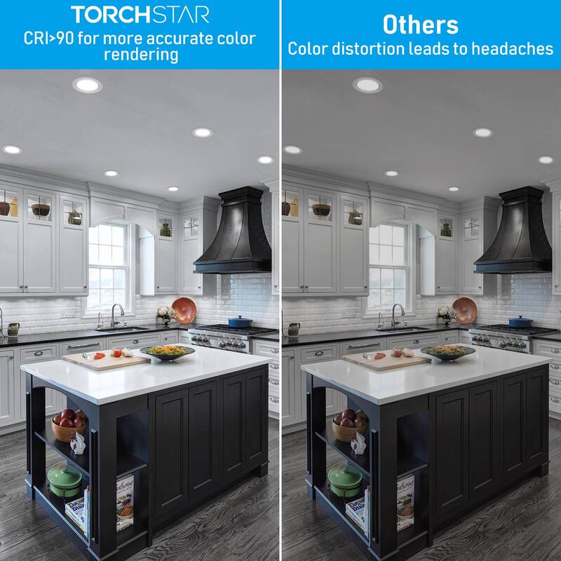 6" 5CCT LED Recessed Light, Anti-Glare Baffle Trim Night Light, CRI90 - 12pack