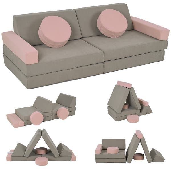 Grepatio Modular Kids Play Couch, 12pcs Toddler Nugget Kid