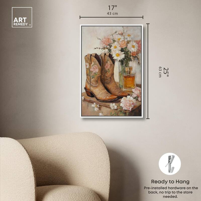 Delicate Floral Boots II Canvas by Art Remedy