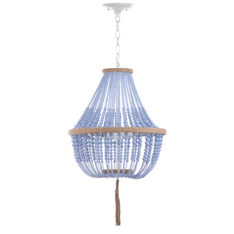 SAFAVIEH Lighting Kaori Adjustable 3-Light Blue Pendant Lamp - 16.5"x16.5"x29.75- 111.75" - 17Wx17Dx112H