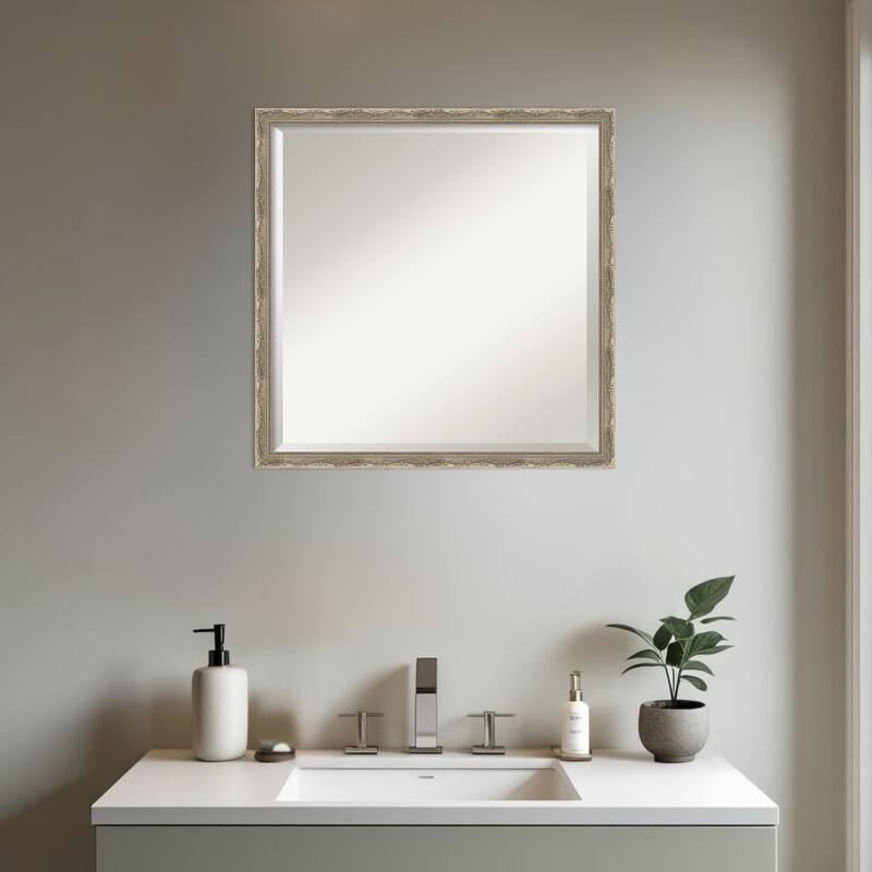 Mila Beveled Wood Framed Bathroom Vanity Wall Mirror