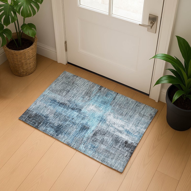 Premium Washable Super Soft Abstract Glam Mayfield Rug - Blue - 1'8" x 2'6"