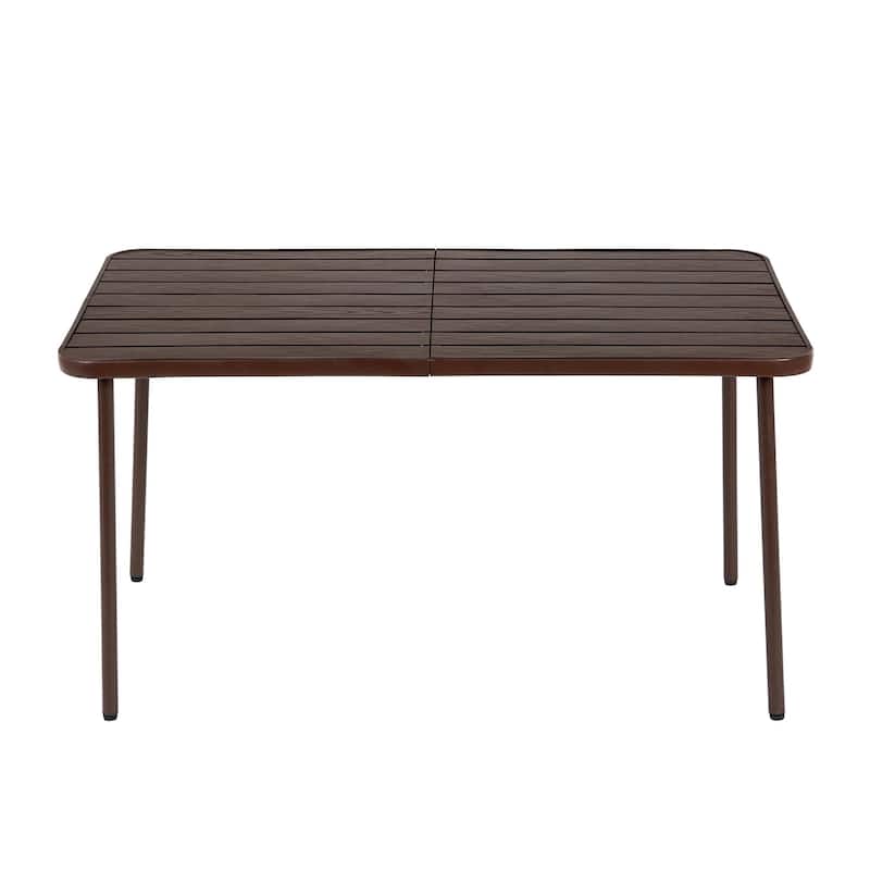 7 Pieces Patio Dining Set Outdoor Furniture Set, with 6 Plastic chair and Rectangular Steel Table for Patio and Backyard