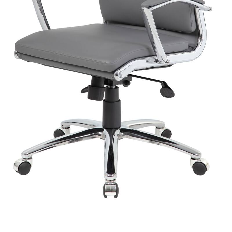Dave Executive Swivel Chair with Metal Chrome Finish, Gray Vinyl