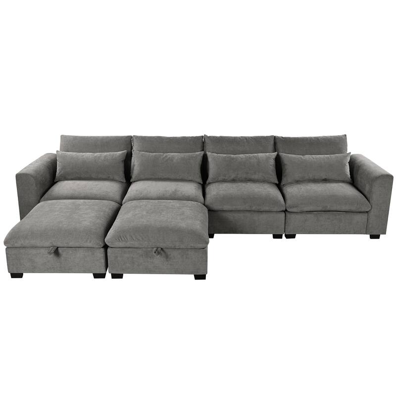 U-Shaped Freely Transformable Modular Corner Sofa With Two Ottomans,Suitable For Living Rooms, Studies,Home Theaters,And More