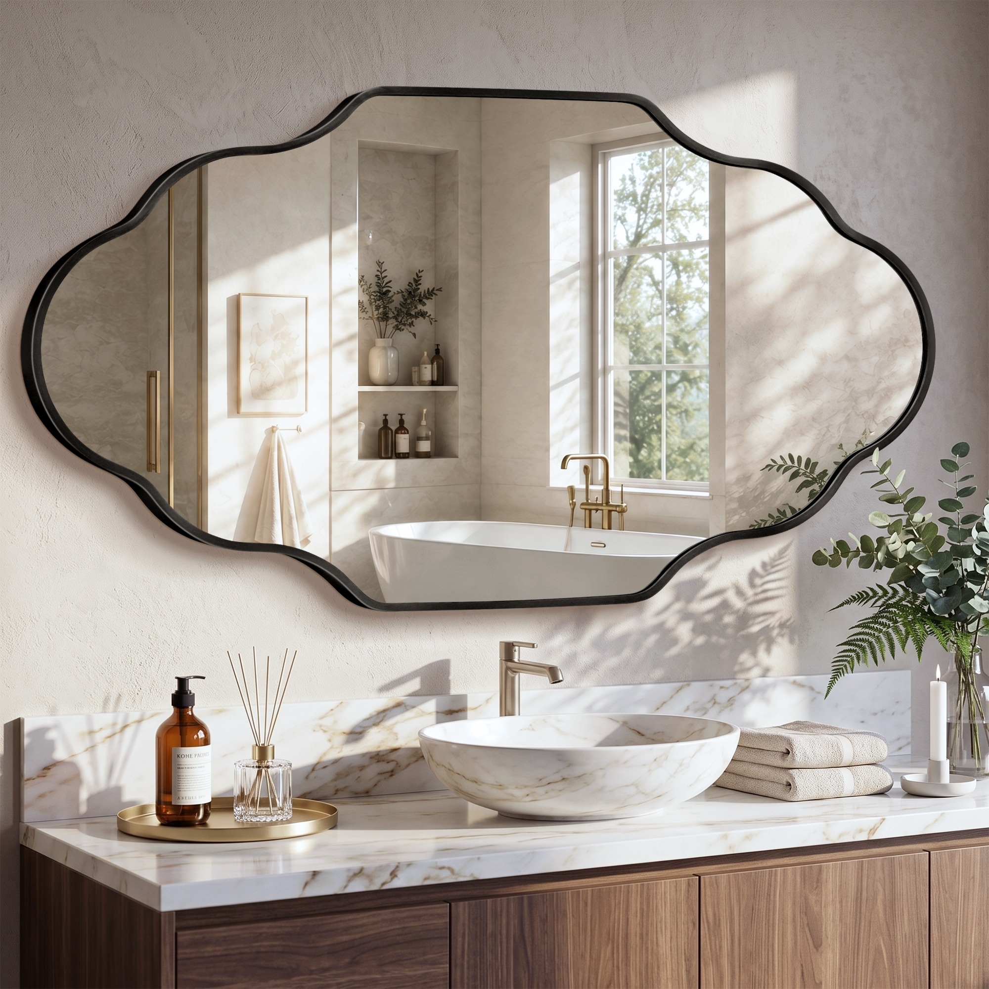 Scalloped Metal Framed Decorative Irregular Wall Mirror