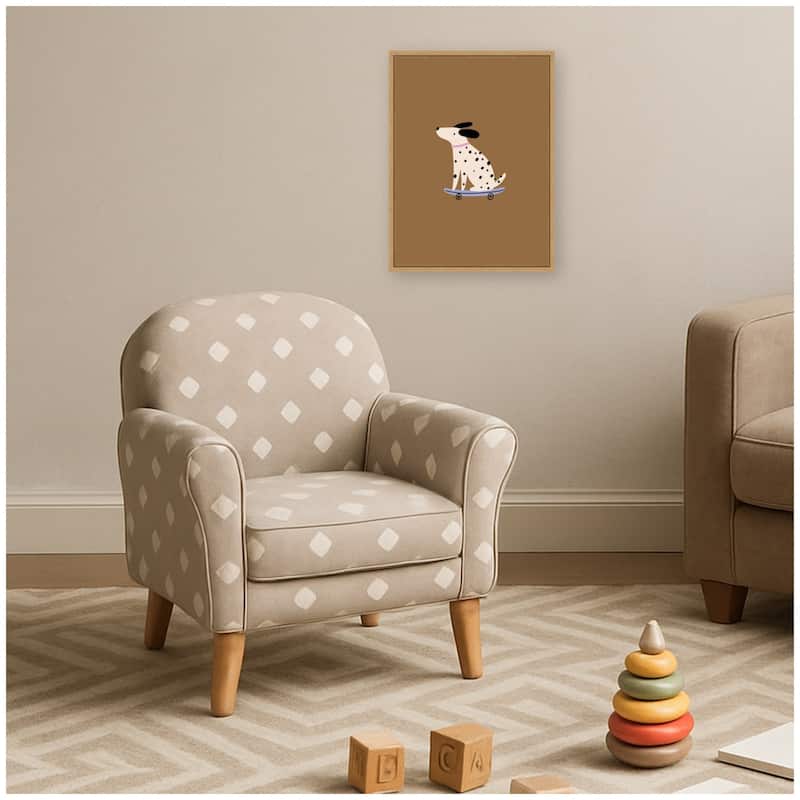 Kate and Laurel Dalmatian Dog on Skateboard by Laura Moss Framed Canvas Wall Art Print