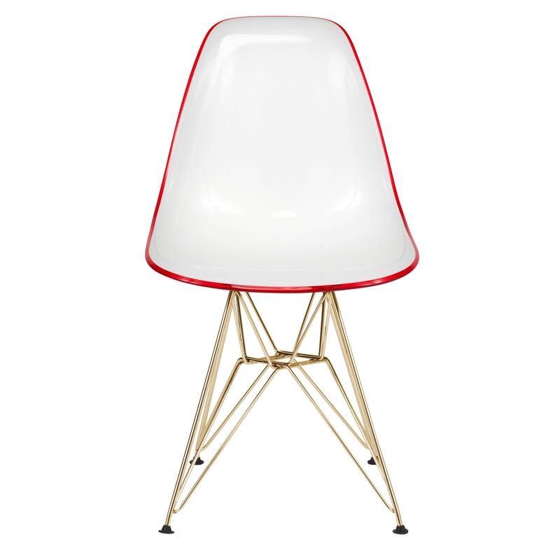 5-Piece Dining Set with 35" Round MDF Table and 4 ABS Plastic Side Chair with Gold Metal Legs