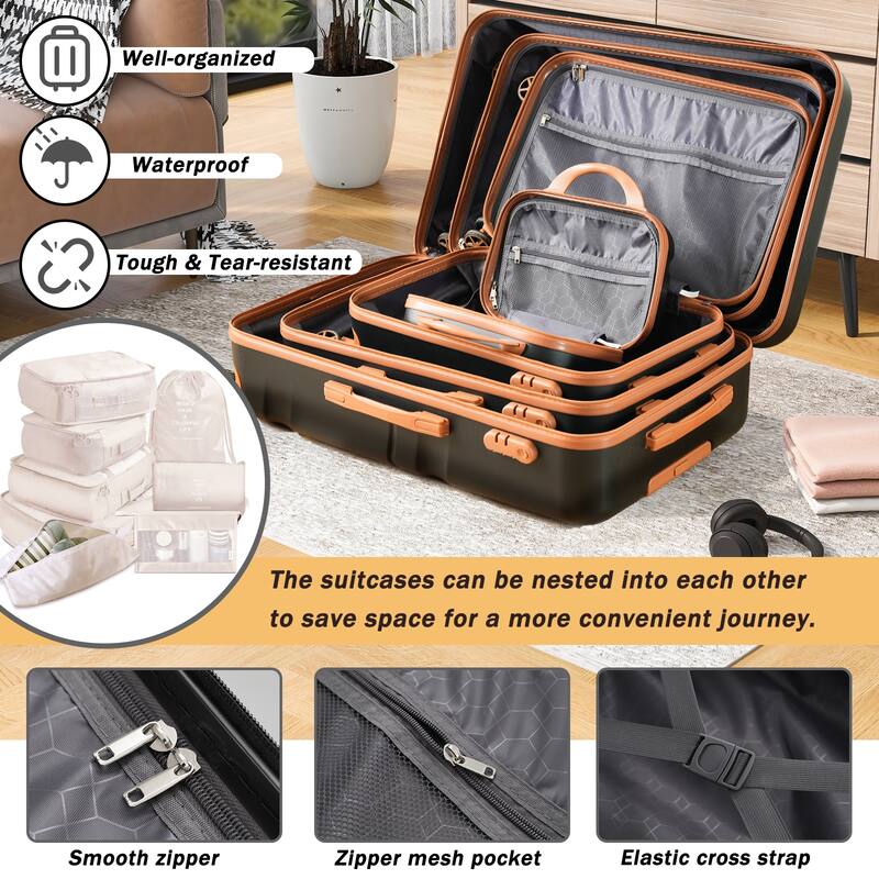 Hardshell ABS Luggage Set - Lightweight & Durable Suitcases with Dual Spinner Wheels, Carry-On & Check-In Sizes