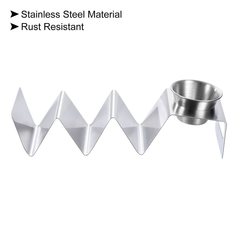 Stainless Steel Taco Holder with Condiment Cup, Holds Up to 3 Taco - Silver