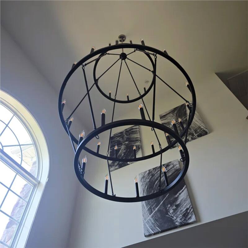 36 - Light Grand Multi Tiered Wrought Iron Chandelier, Candle - Style Lights for High Ceilings - 80.71"