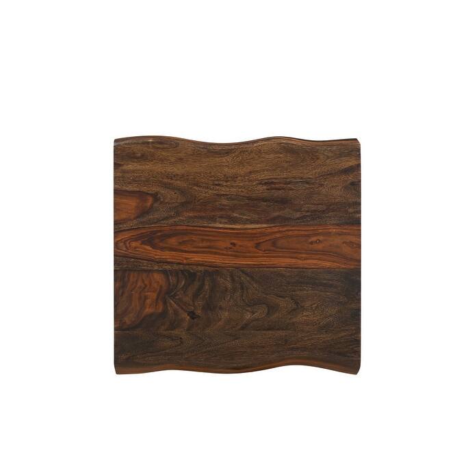 HomeRoots 23" Dark Brown And Brown Wood Solid Wood Square End Table - 21' X '23' X '21