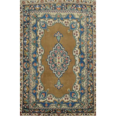 Hand Knotted Oriental 100% Wool Carpet Traditional Medallion Brown Tabriz Area Rug - 6' 6'' X 4' 4''