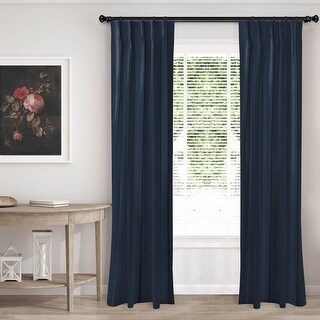 Cascade Velvet True Navy Pinch Pleat Drapery Panels Includes 2 Panels ...