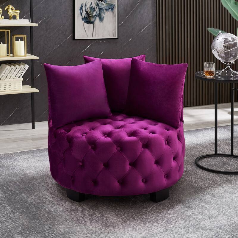 GDFStudio - Contemporary Upholstered Tufted Leisure Accent Chair with Foam Padding - Velvet - Violet - Velvet