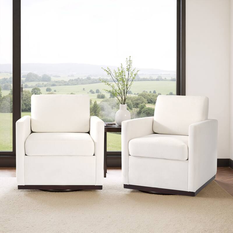 Set of 2 Modern Cozy Swivel Accent Chairs Upholstered Arm Chairs