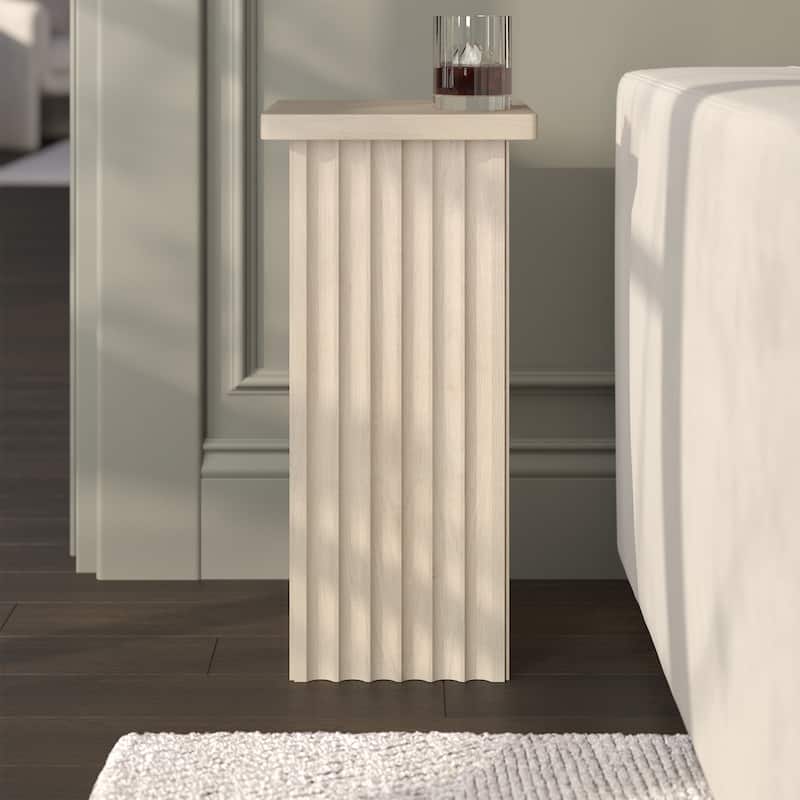 Bourne 10.75" Wide Square Fluted Side Table - 10.75" Wide