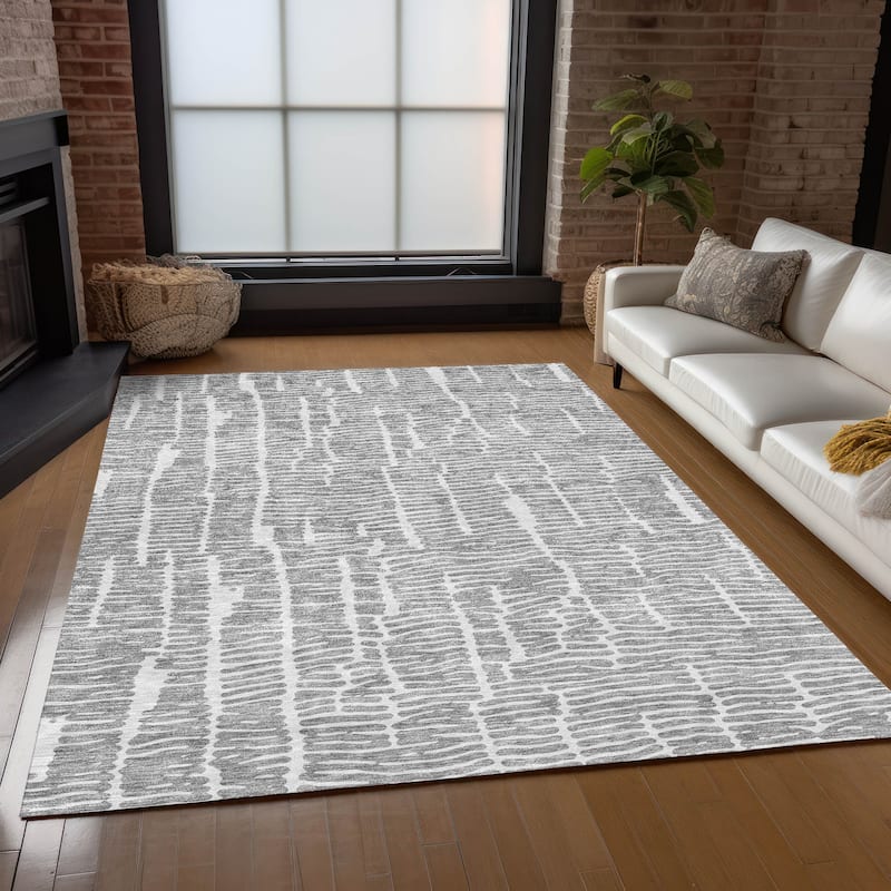 Machine Washable Indoor/ Outdoor Chantille Modern Abstract Rug