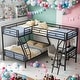 preview thumbnail 1 of 15, Modern Twin Over Full Bunk Bed With A Twin Size Loft Bed Attached,With A Desk for Bedroom Black