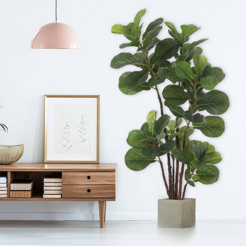4Ft/5Ft Artificial Fiddle Leaf Fig Tree, Faux Plant for Indoor Outdoor Office