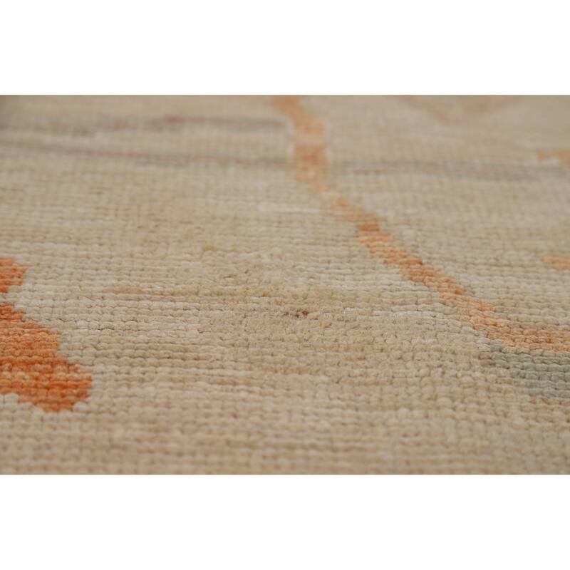 Floral Vegetable Dye Oushak Turkish Area Rug Hand-Knotted Wool Carpet - 9'0"x 12'5"