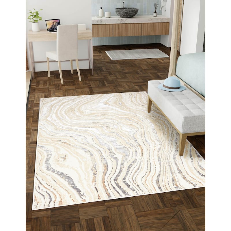 ECARPETGALLERY Machine Made Clara Ivory Area Rug