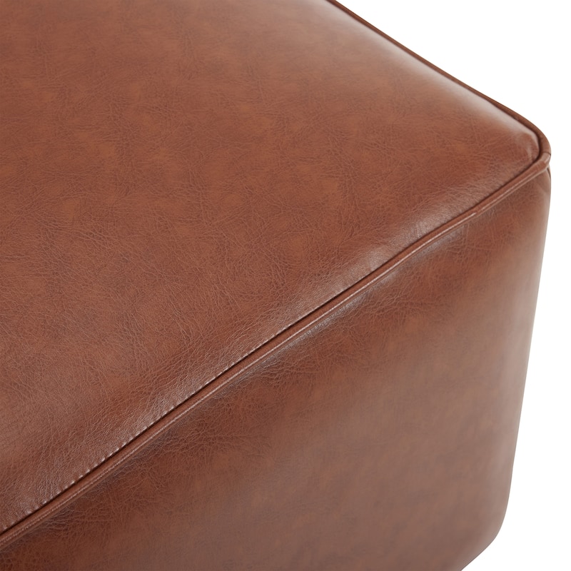 Square PU Leather Ottoman - Upholstered Footrest for Living Room