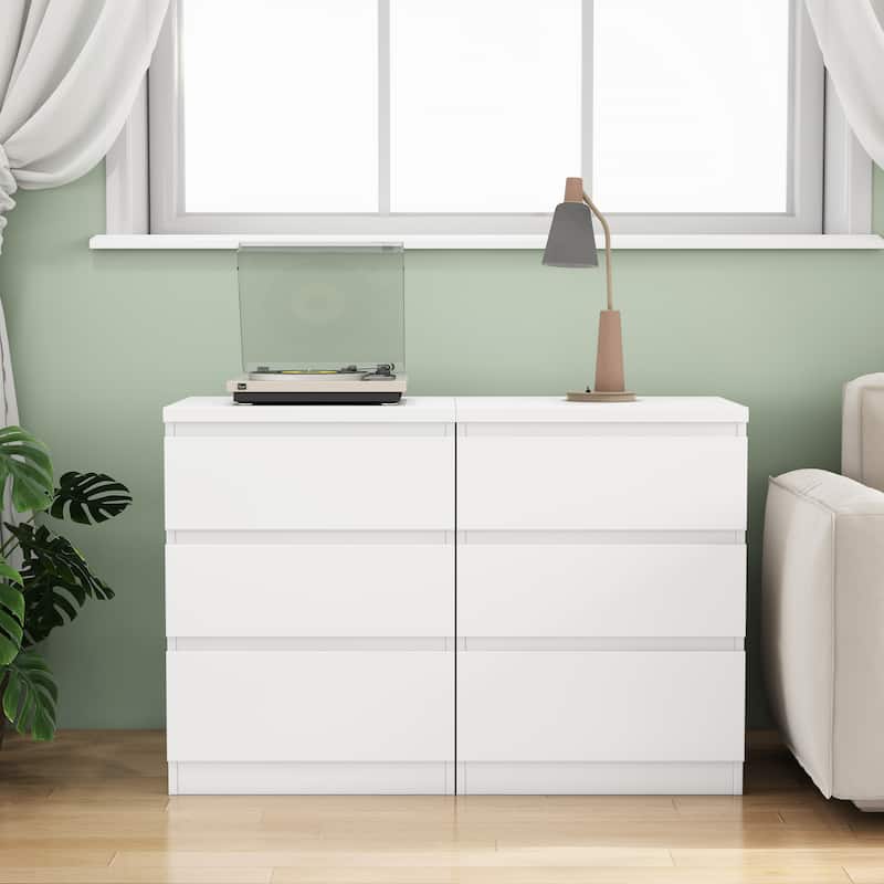 19.7"Nightstand with 3 Drawers,Set of 2,Beside Table with Drawers Handle Free Design,Thickened Top Plate,3 Drawer